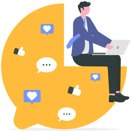 Businessman chatting on laptop  Illustration