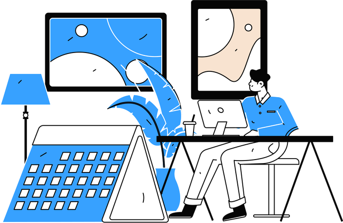 Businessman chatting online  Illustration