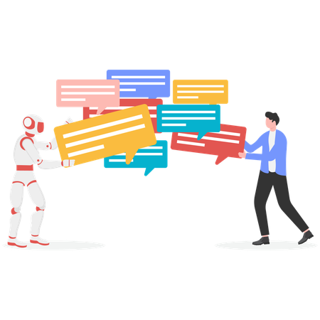 Businessman chatting with chatbot  Illustration