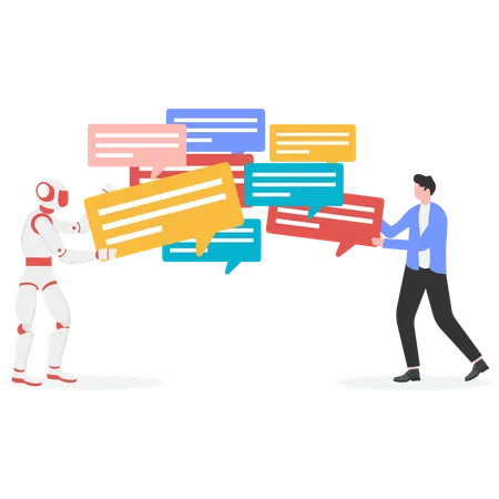 Businessman chatting with chatbot  Illustration