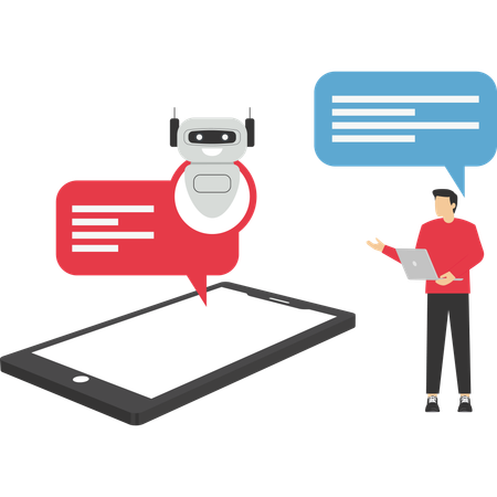 Businessman chatting with robot  Illustration