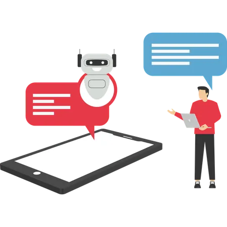 Businessman chatting with robot  Illustration