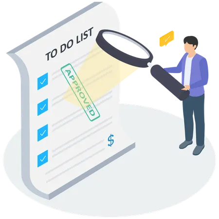Businessman Check Approved List  Illustration