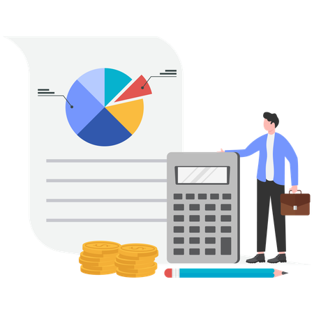 Businessman Check Financial Report  Illustration