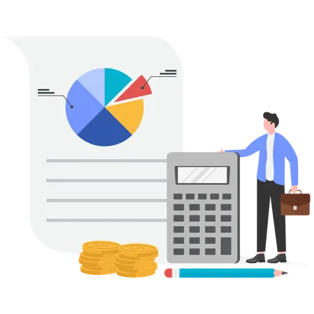 Businessman Check Financial Report  Illustration