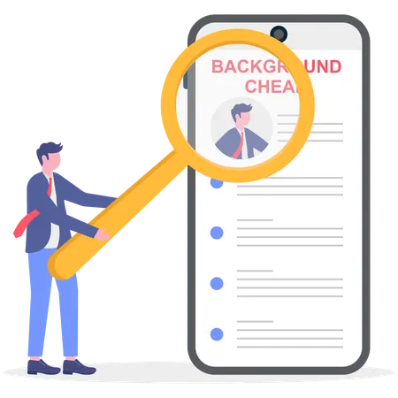 Businessman check for employment history  Illustration