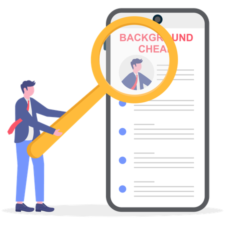 Businessman check for employment history  Illustration
