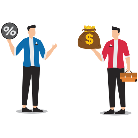 Businessman Check Interest rate or dividends earned from investments  Illustration