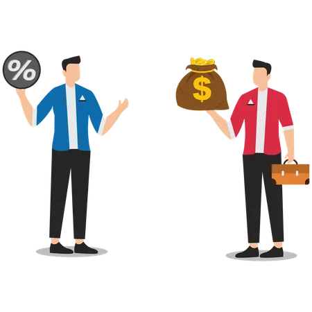 Businessman Check Interest rate or dividends earned from investments  Illustration