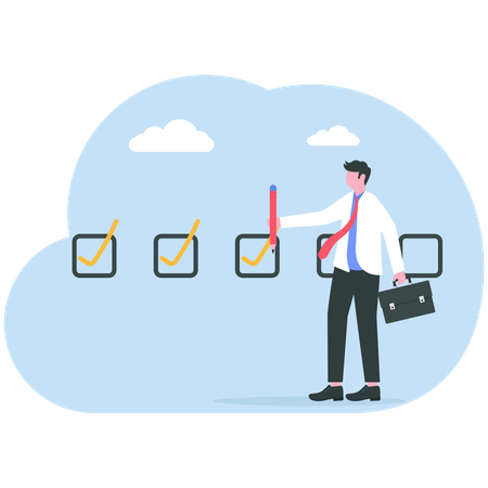 Businessman check list pending tasks  Illustration