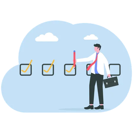 Businessman check list pending tasks  Illustration