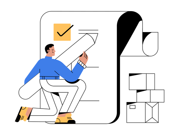 Businessman check listing delivery info  Illustration