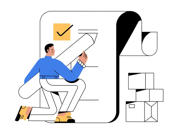 Businessman check listing delivery info  Illustration