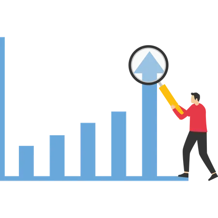 Businessman check out the most profitable charts  Illustration