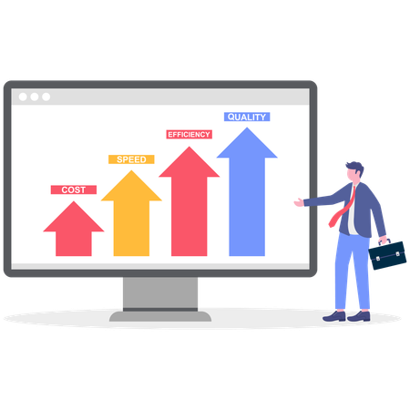 Businessman Check Quality improvement  Illustration