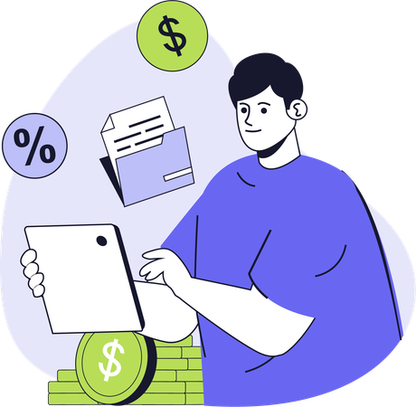 Businessman checking accounting report  Illustration