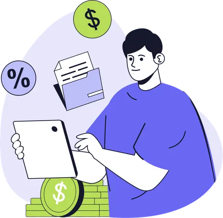 Businessman checking accounting report  Illustration