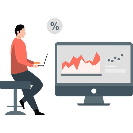 Businessman checking analytical graph percentage  Illustration