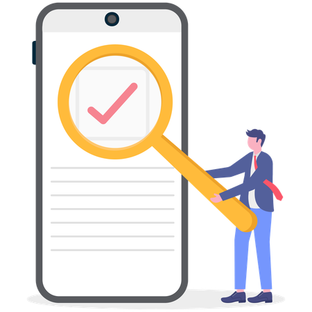 Businessman checking business document  Illustration