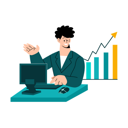 Businessman checking business growth  Illustration