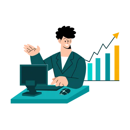 Businessman checking business growth  Illustration