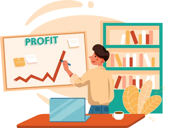 Businessman checking business growth  Illustration