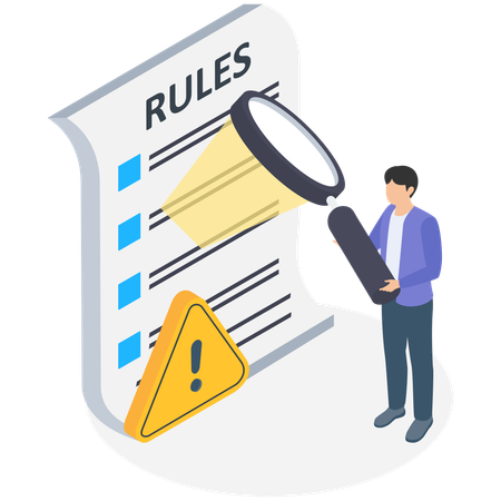 Businessman checking business rules and regulation  Illustration