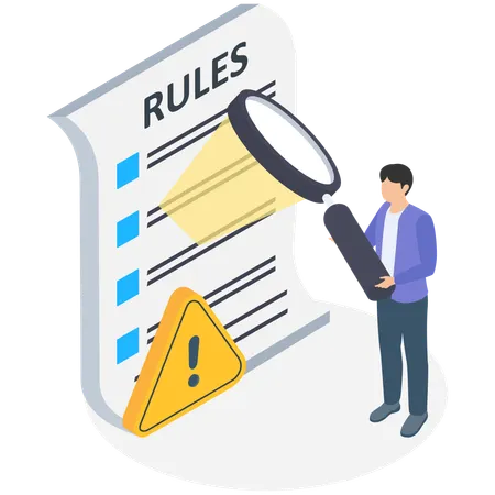 Businessman checking business rules and regulation  Illustration