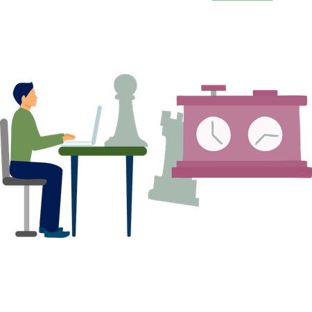 Businessman checking chess game  Illustration