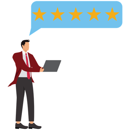 Businessman checking Customer Reviews and Ratings  Illustration