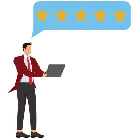 Businessman checking Customer Reviews and Ratings  Illustration