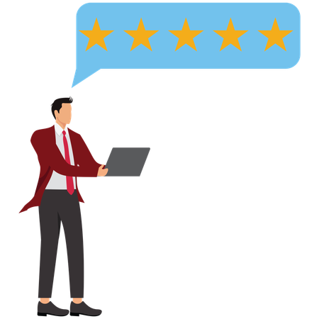 Businessman checking Customer Reviews and Ratings  Illustration