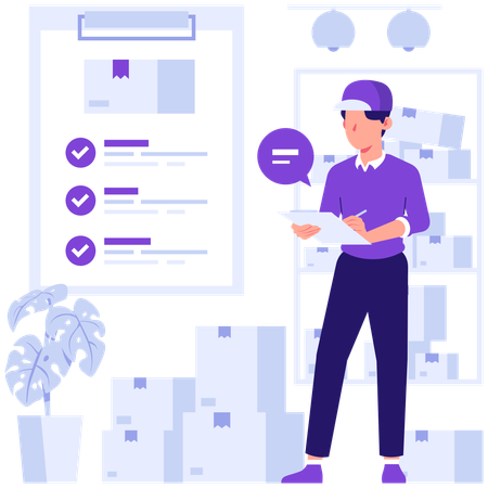 Businessman checking delivery checklist  Illustration