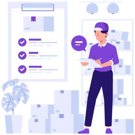Businessman checking delivery checklist  Illustration