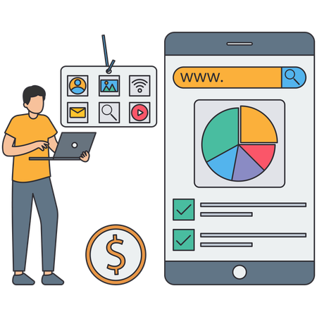 Businessman checking financial statement  Illustration