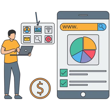 Businessman checking financial statement  Illustration