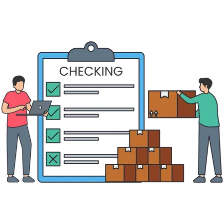 Businessman checking inventory  Illustration