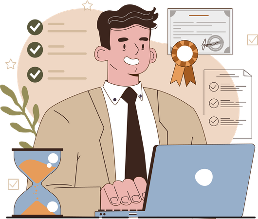 Businessman checking legal document  Ilustración