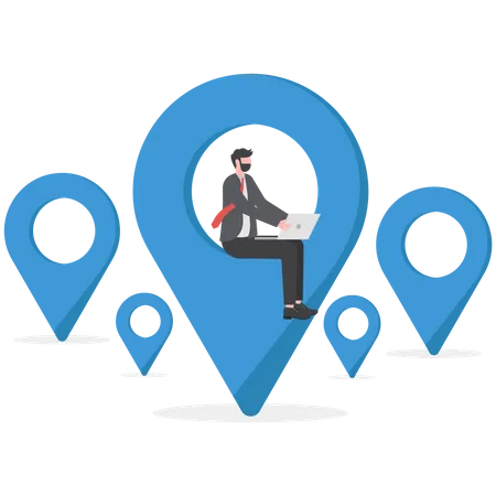 Location Businessman Checking Location From Smartphone Online Marketing Illustration