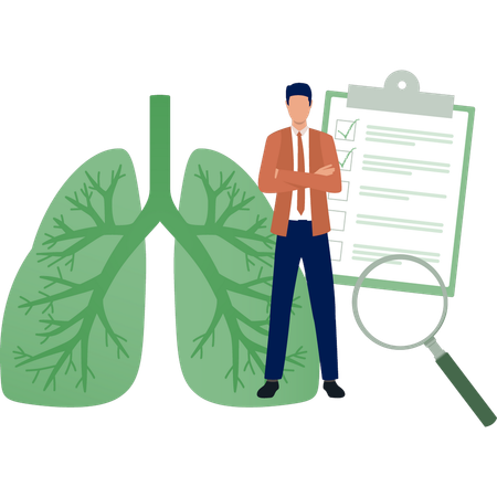 Businessman checking lungs report  Illustration
