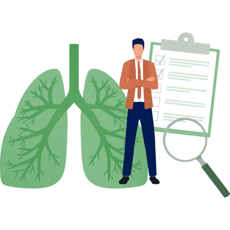 Businessman checking lungs report  Illustration
