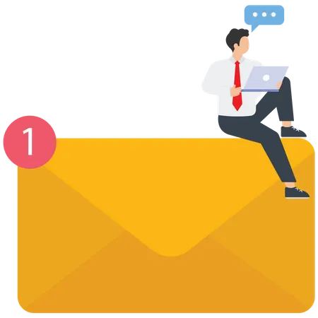 Email Processing Efficiency Or Productivity Remote Work From Home Quick Response To Email From Anywhere Little People The Man Writes The Answer Businessman Manager Employee Checks Mail Vector Illustration
