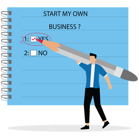 Businessman checking mark on yes checkbox  Illustration