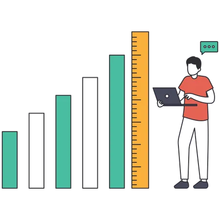 Businessman checking market performance  Illustration