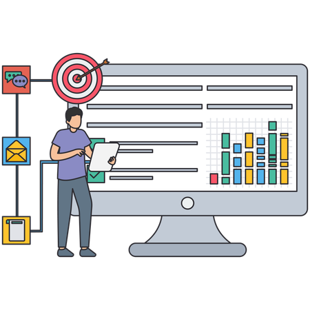 Businessman checking market report  Illustration