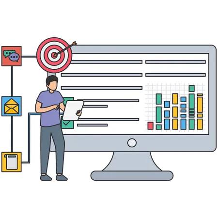 Businessman checking market report  Illustration