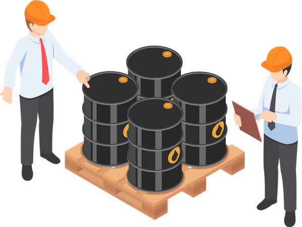 Businessman checking oil barrel  Illustration