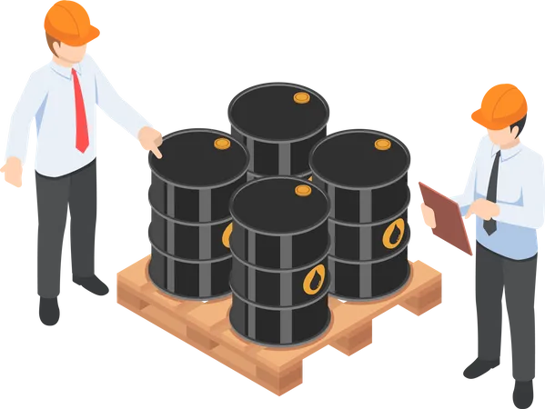 Businessman checking oil barrel  Illustration