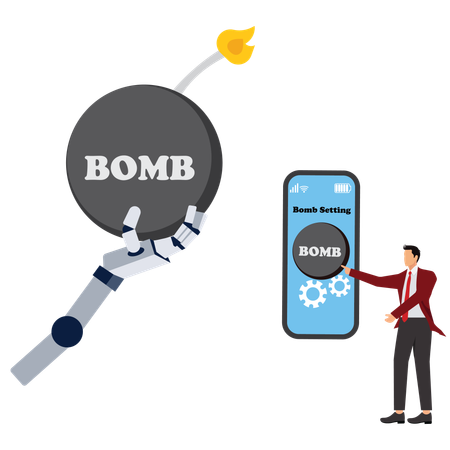 Businessman checking online bomb setting  Illustration