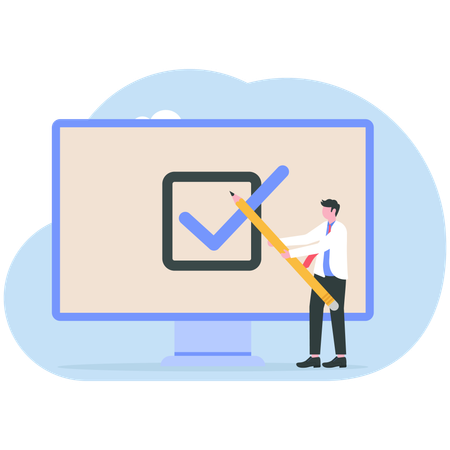 Businessman checking online checklist  Illustration